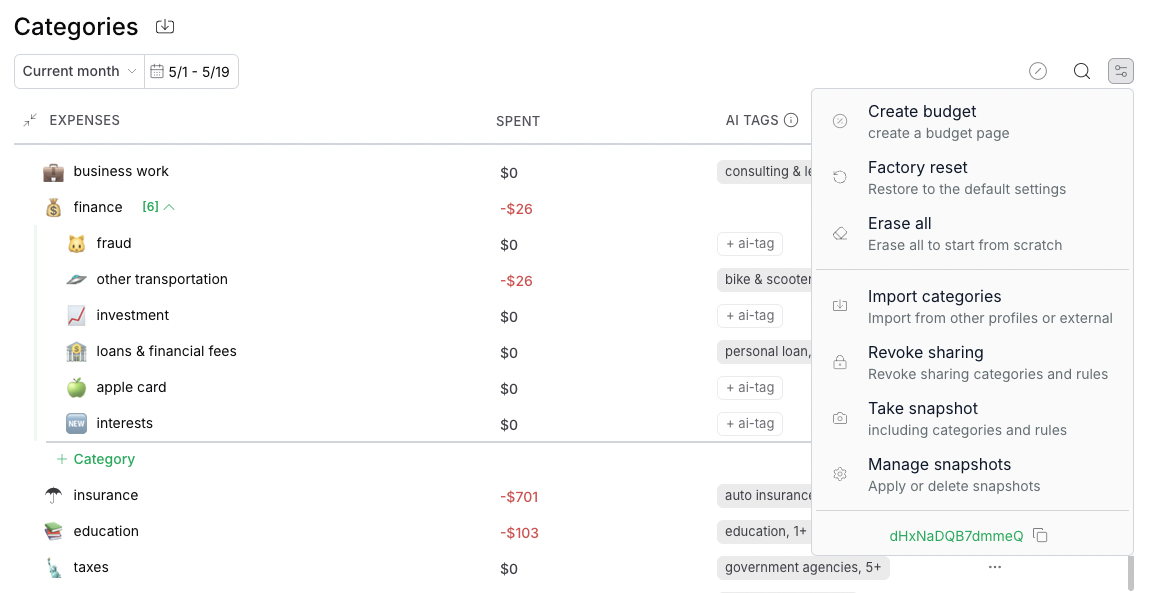 Category Settings