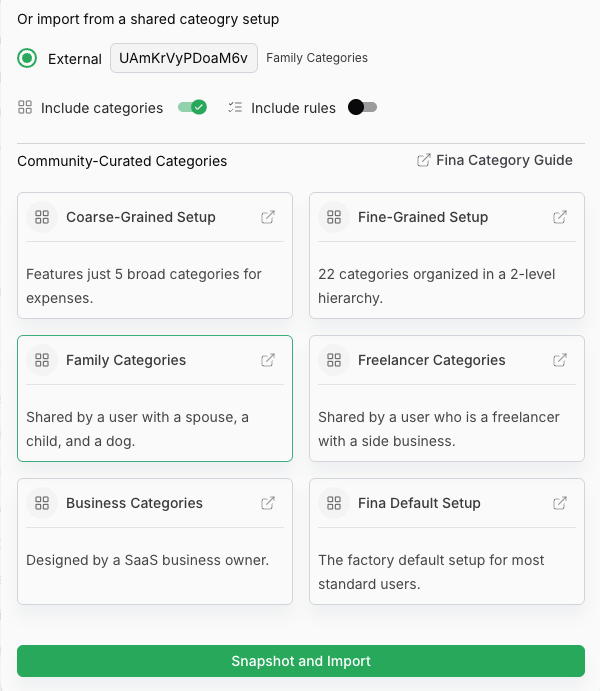 Import Categories